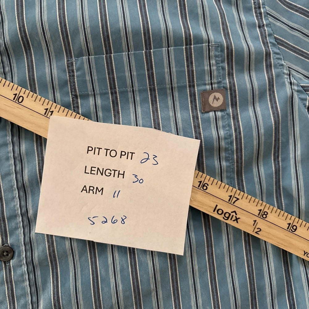 Marmot Men's Striped  Short Sleeve Button Down Shirt Outdoor Casual  Large - Picture 7 of 7